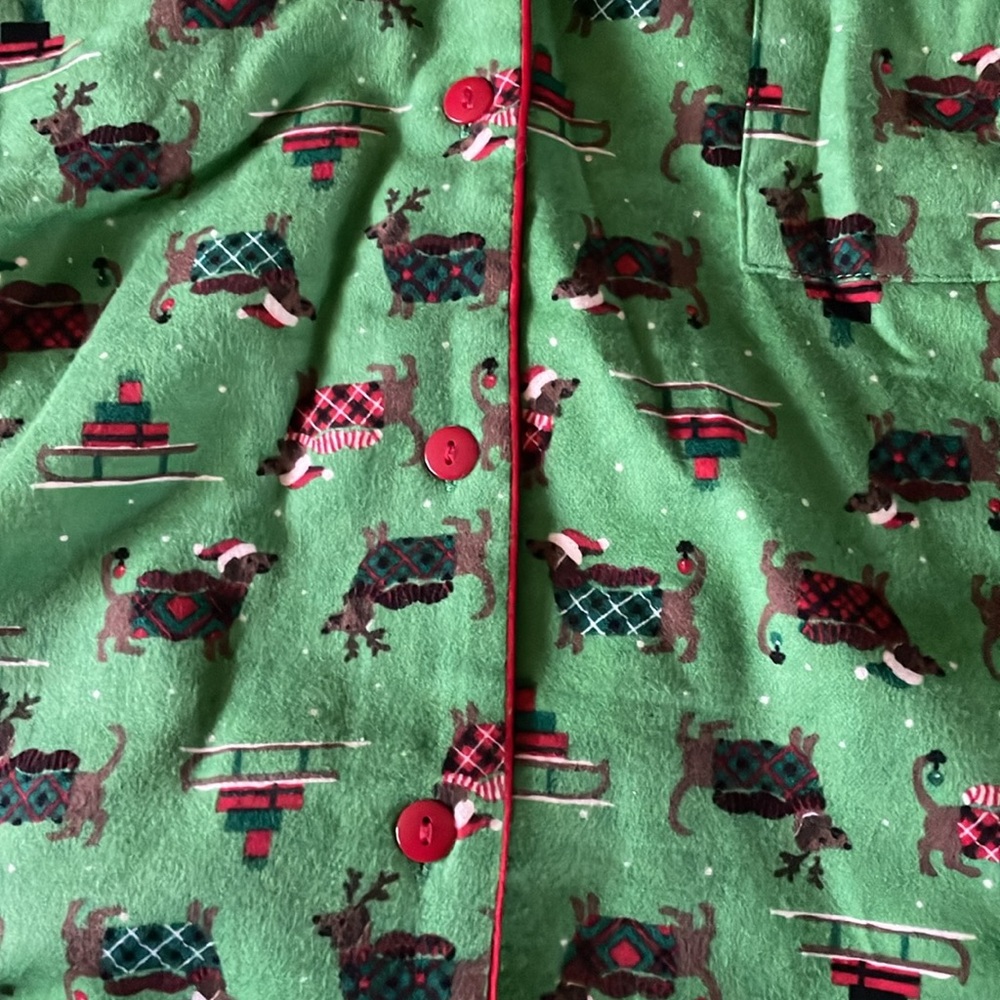 Adorable cotton 2 piece flannel dachshund themed dachshund pajama top & pant set - Picture 5 of 7